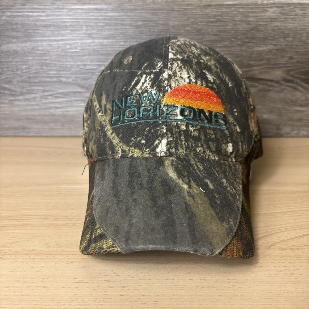 New Horizons Hat Cap Strap Back Camouflage Mesh Embroidered Mens Camo